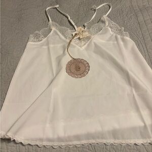 Muche et Muchette Padie Lace Trim Strappy White Tank or Camisole Size S/M